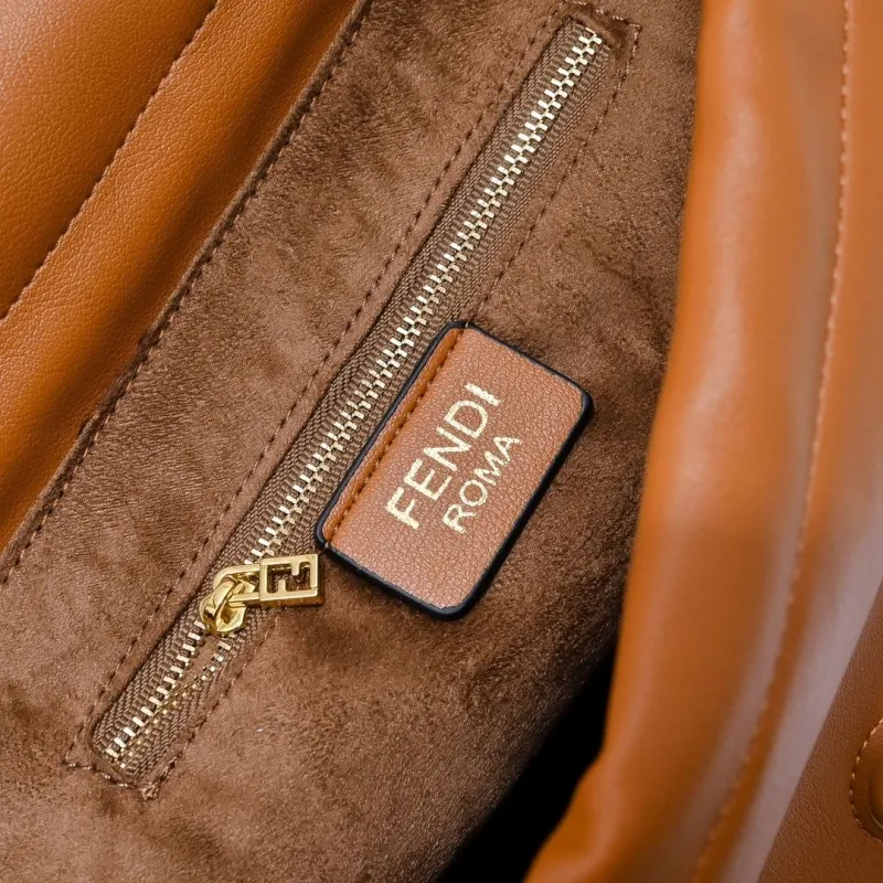 Fendi Brown Leather Top Handle Shoulder Bag - Image 8
