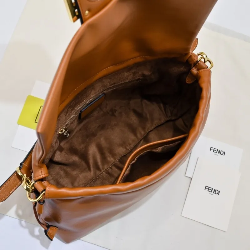 Fendi Brown Leather Top Handle Shoulder Bag - Image 9