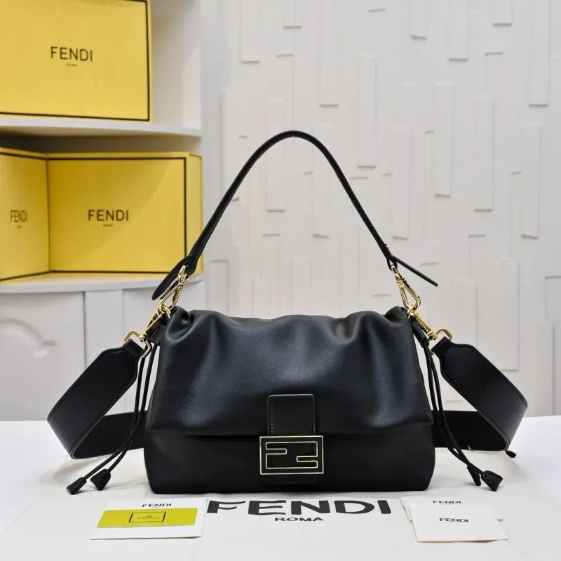 Fendi Black Leather Top Handle Shoulder Bag