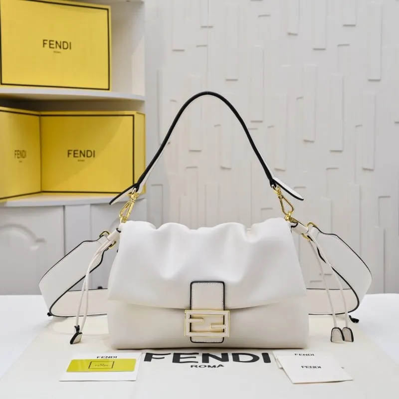 Fendi White Leather Top Handle Bag 193