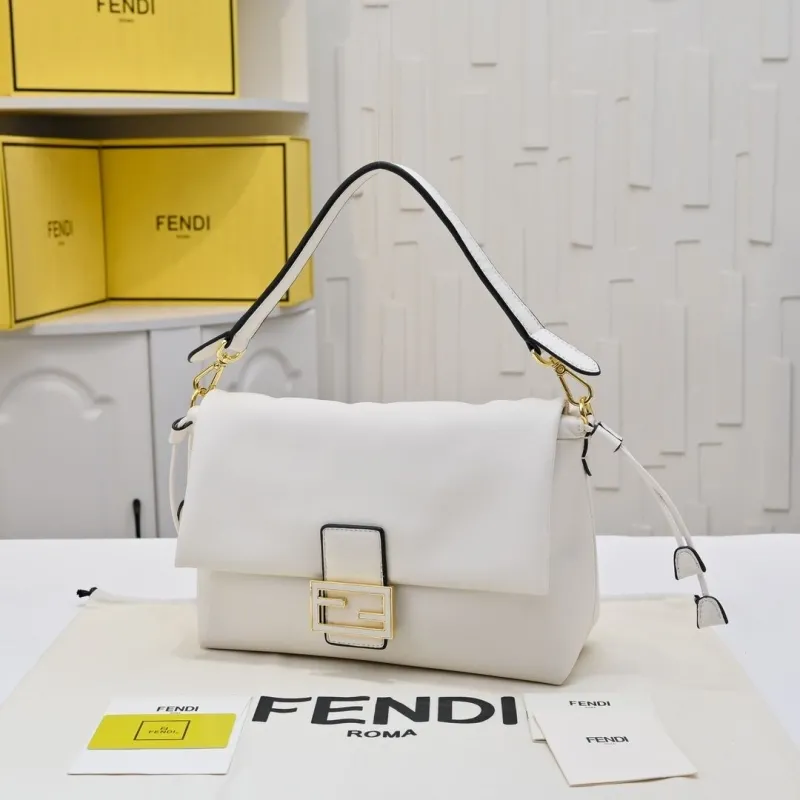 Fendi White Leather Top Handle Bag 193 - Image 3