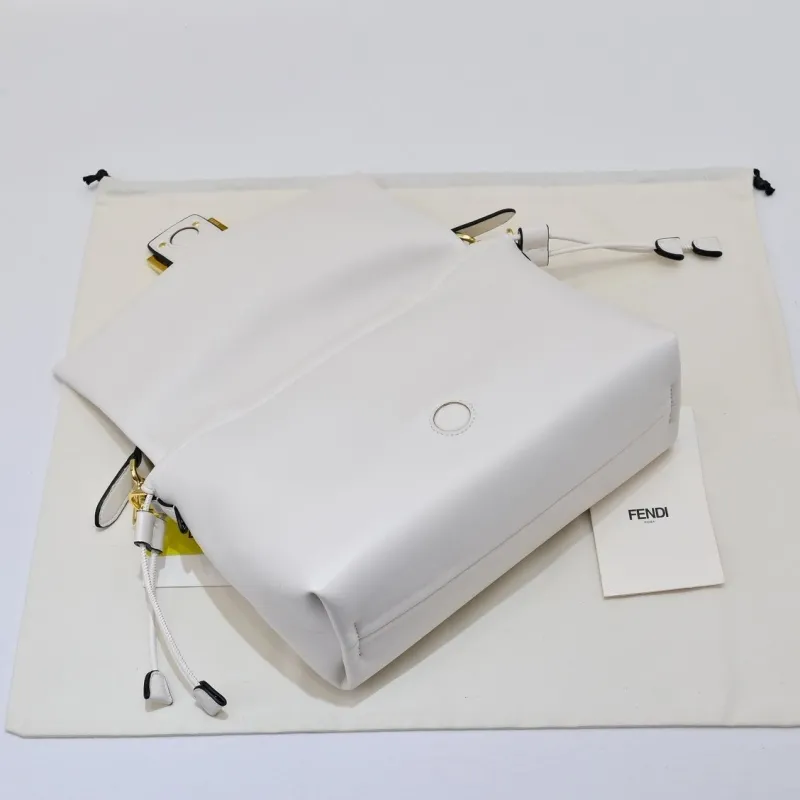 Fendi White Leather Top Handle Bag 193 - Image 7