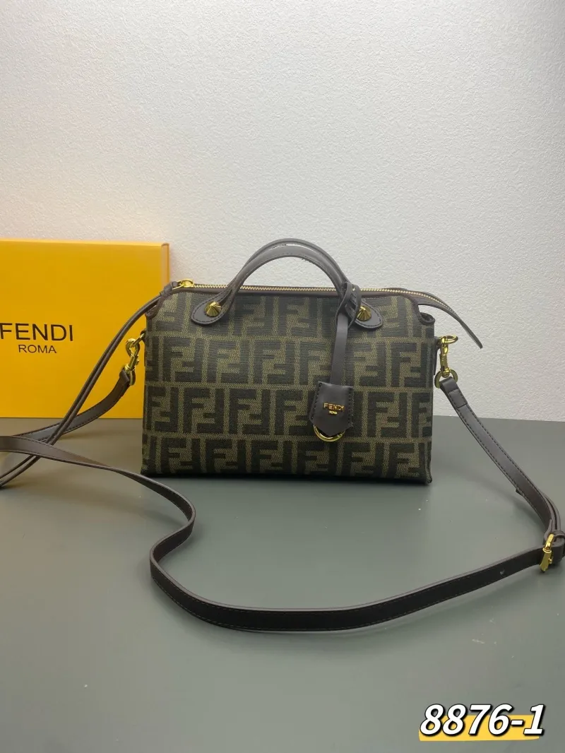 Fendi Brown FF Monogram Top Handle Crossbody Bag 8876-1