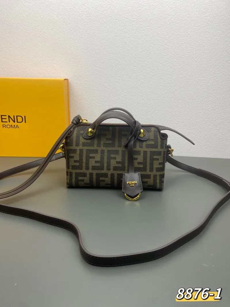 Fendi Brown FF Pattern Mini Crossbody Top Handle Bag 8876-1