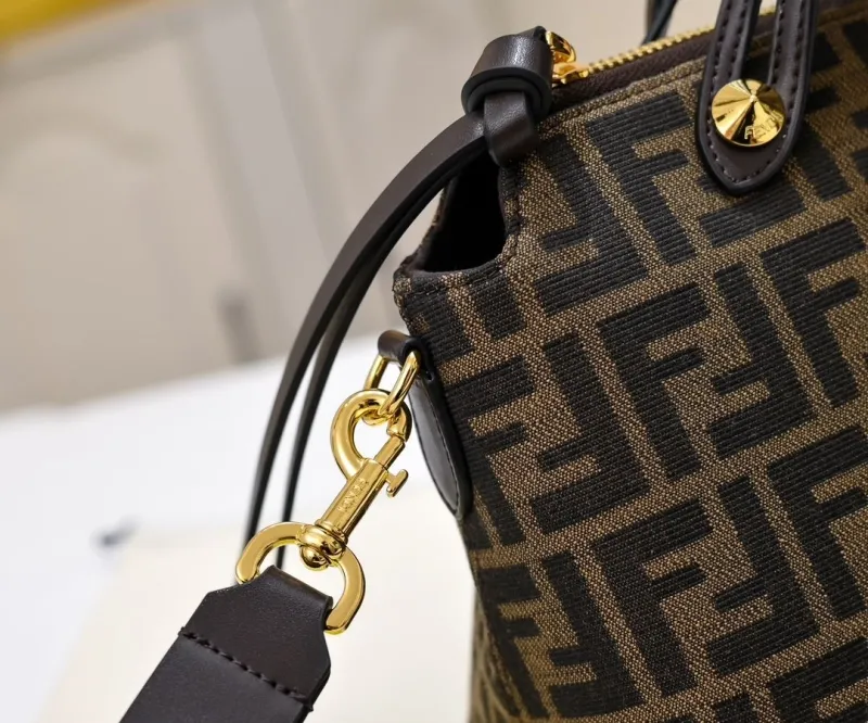 Fendi Brown FF Top Handle Crossbody Bag - Image 4