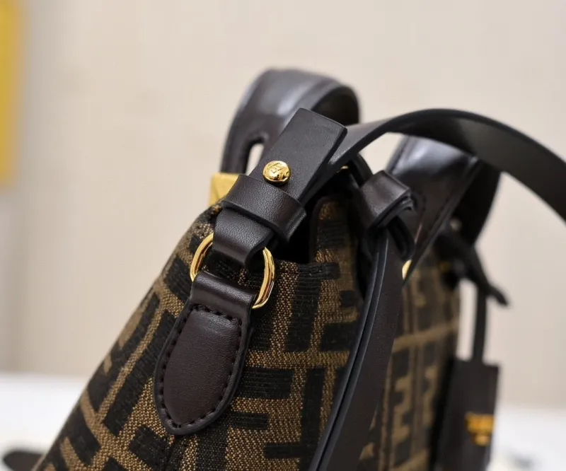 Fendi Brown FF Monogram Top Handle Crossbody Bag - Image 5