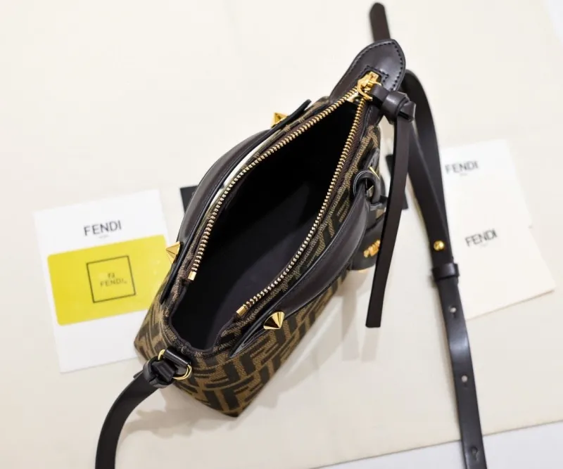 Fendi Brown FF Monogram Top Handle Crossbody Bag - Image 9