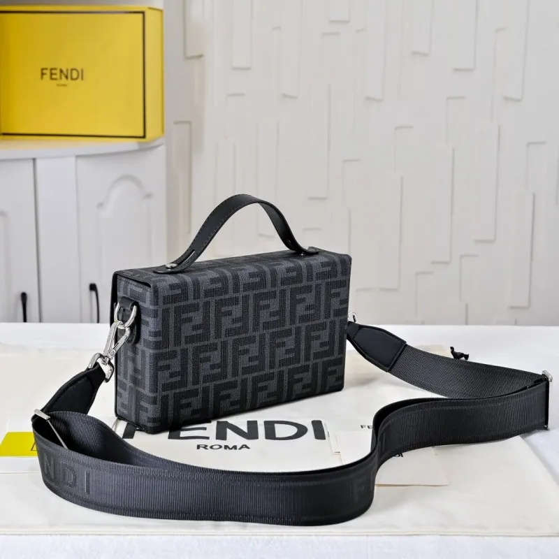 Alternative view of Fendi Black FF Monogram Crossbody Bag with Yellow Eyes