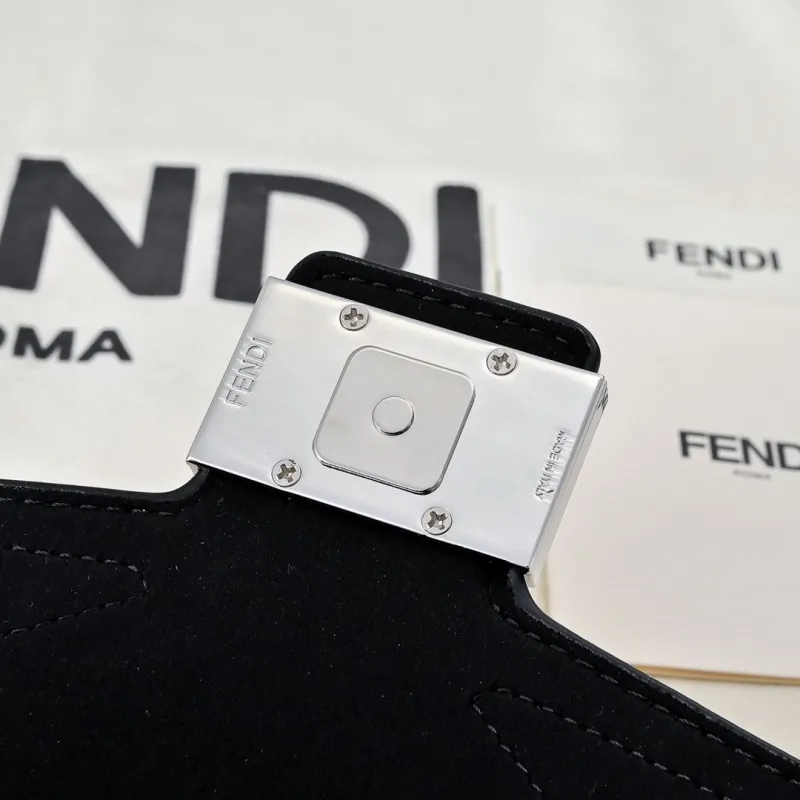 Fendi Black FF Monogram Crossbody Bag with Yellow Eyes - Image 8