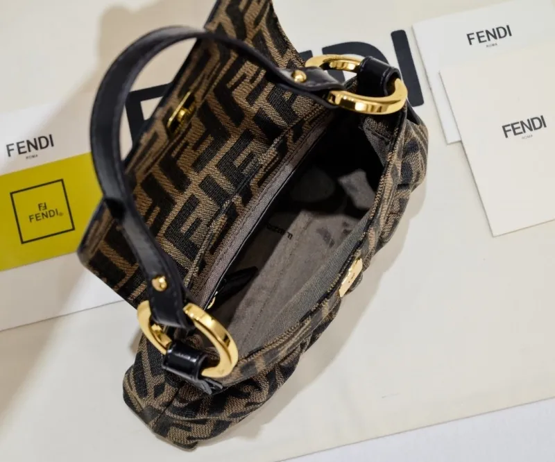 Fendi FF Monogram Top Handle Shoulder Bag - Image 9