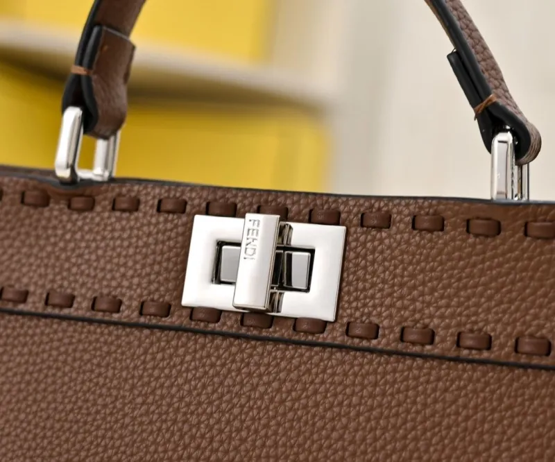 Fendi Brown Leather Top Handle Bag 218 - Image 3