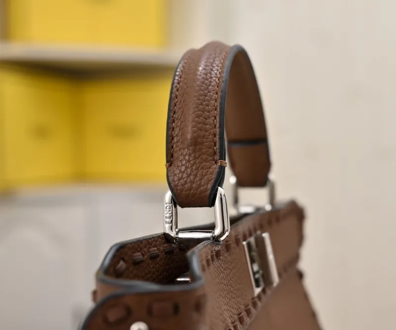 Fendi Brown Leather Top Handle Bag 218 - Image 4