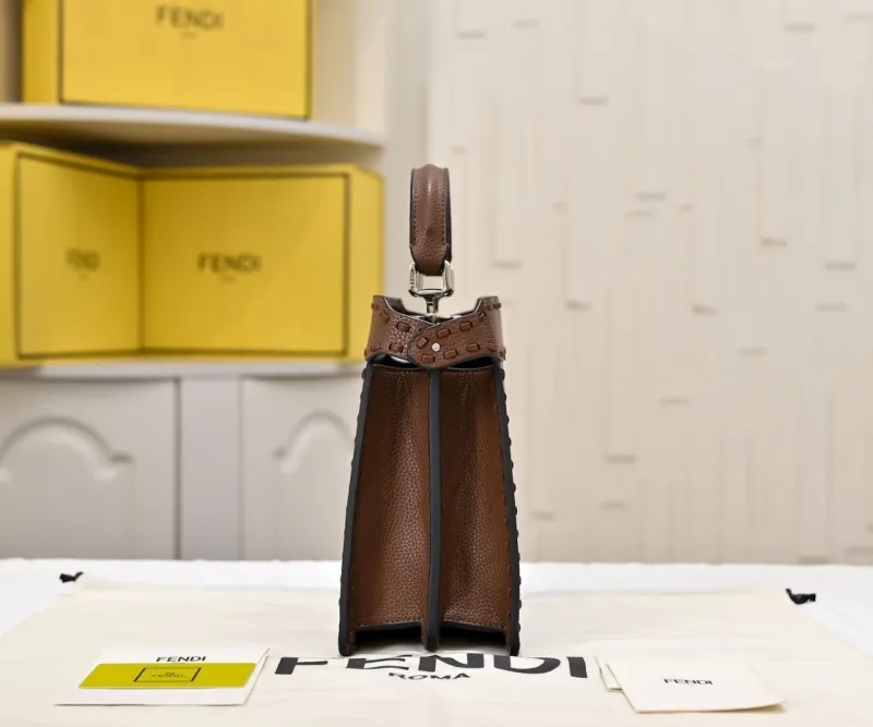 Fendi Brown Leather Top Handle Bag 218 - Image 5