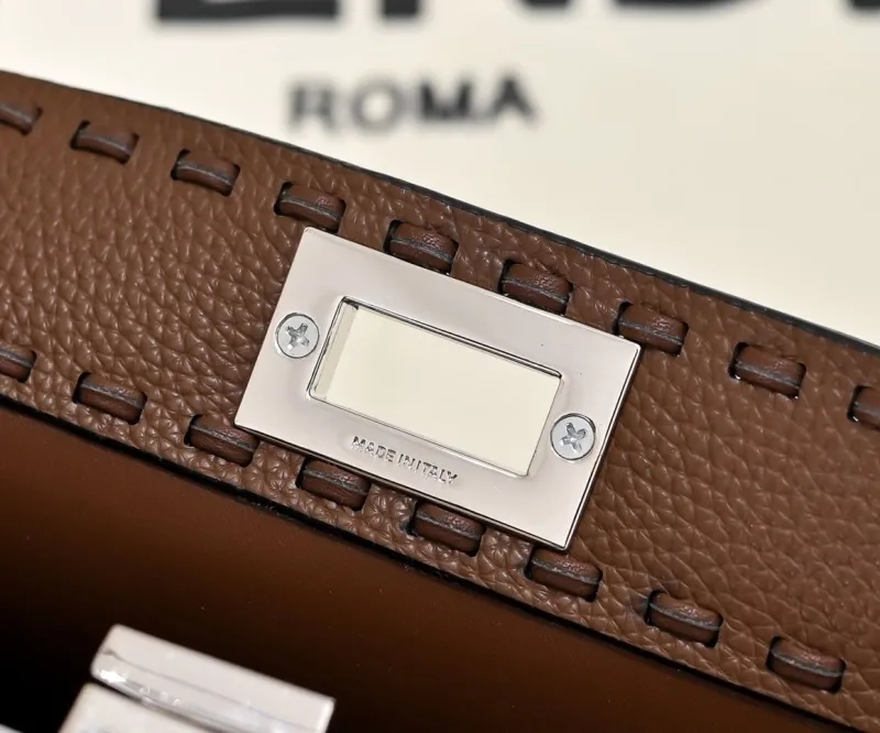 Fendi Brown Leather Top Handle Bag 218 - Image 6