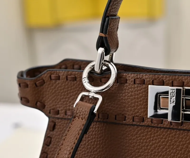 Fendi Brown Leather Top Handle Bag 218 - Image 7