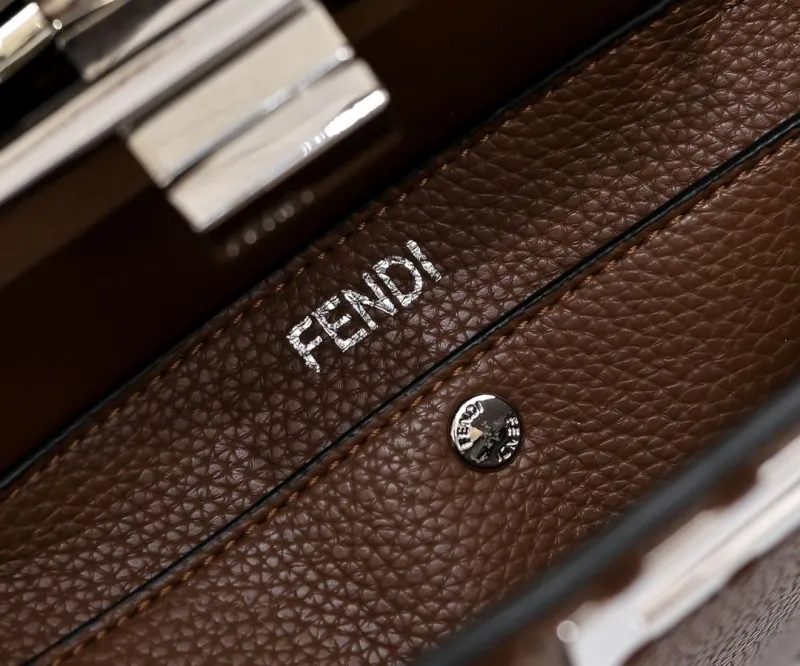 Fendi Brown Leather Top Handle Bag 218 - Image 8