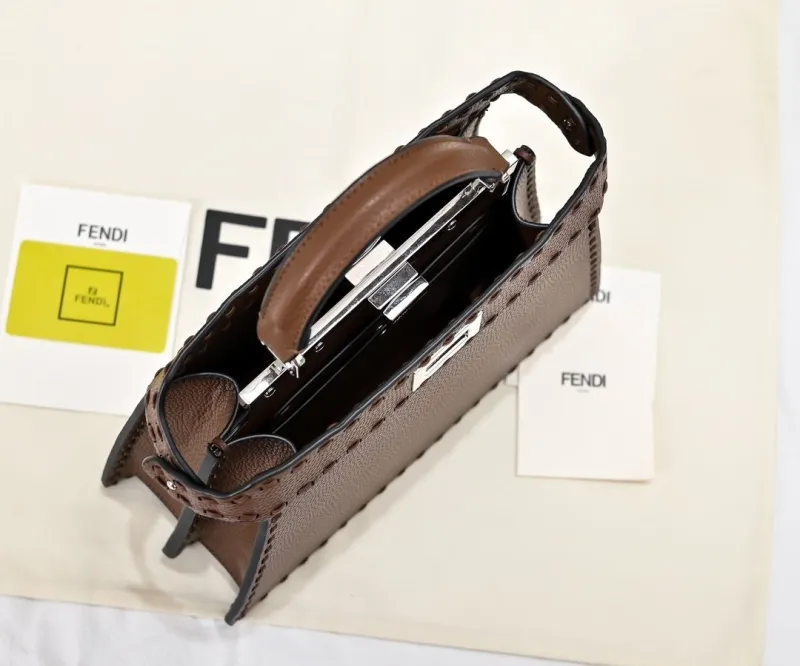 Fendi Brown Leather Top Handle Bag 218 - Image 9