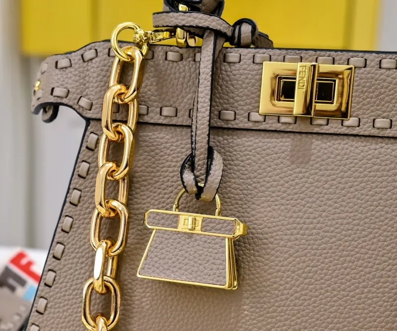 Fendi Taupe Top Handle Leather Bag - Image 3