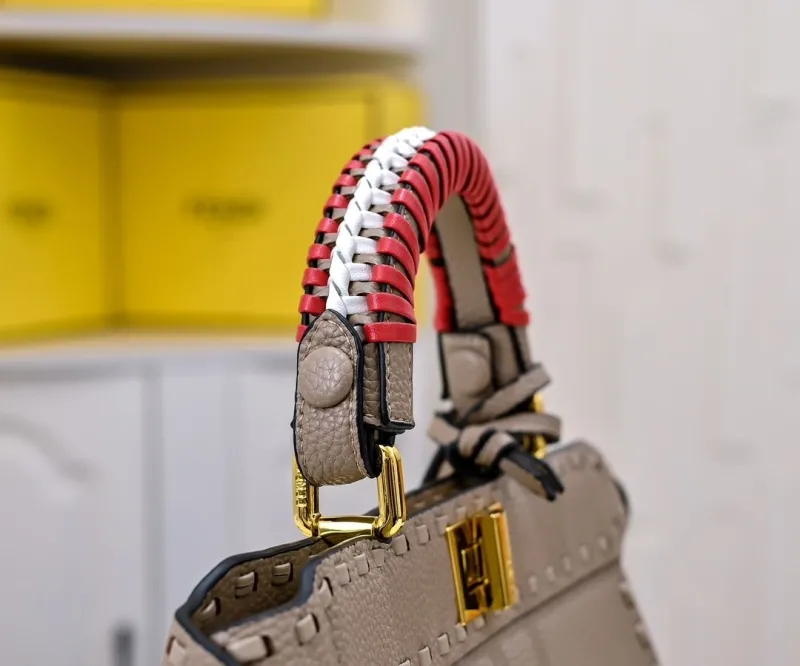 Fendi Taupe Top Handle Leather Bag - Image 4