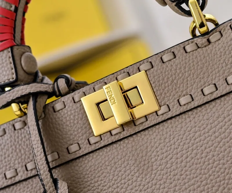 Fendi Taupe Top Handle Leather Bag - Image 5