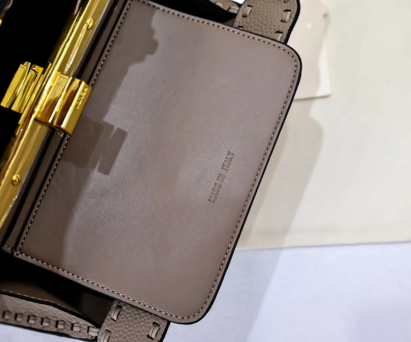 Fendi Taupe Top Handle Leather Bag - Image 8
