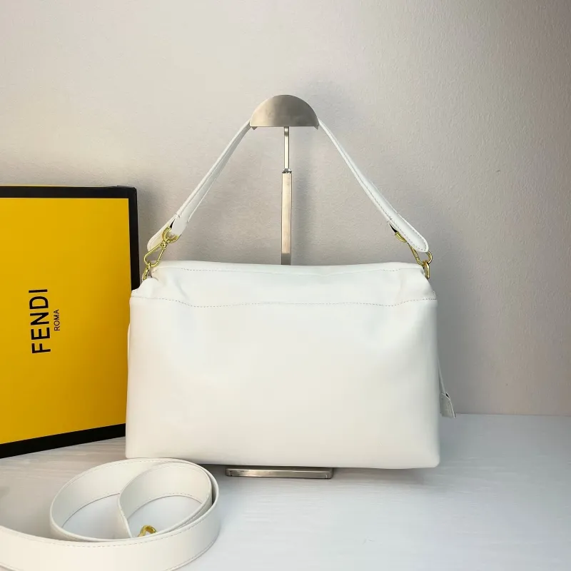Fendi White Leather Top Handle Crossbody Bag - Image 3