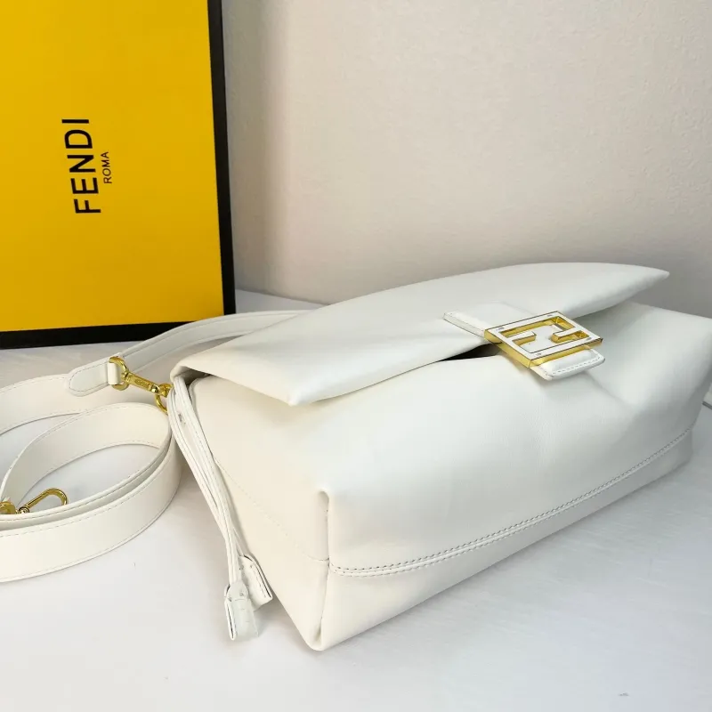 Fendi White Leather Top Handle Crossbody Bag - Image 4