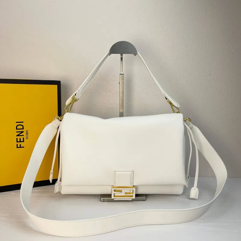 Fendi White Leather Top Handle Crossbody Bag - Image 5