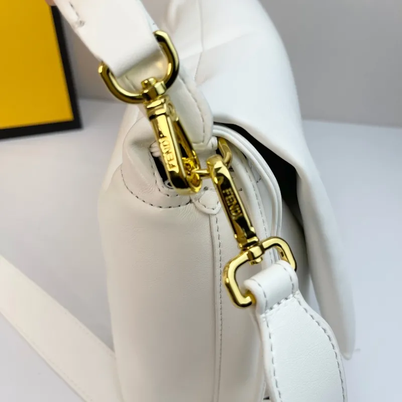 Fendi White Leather Top Handle Crossbody Bag - Image 6