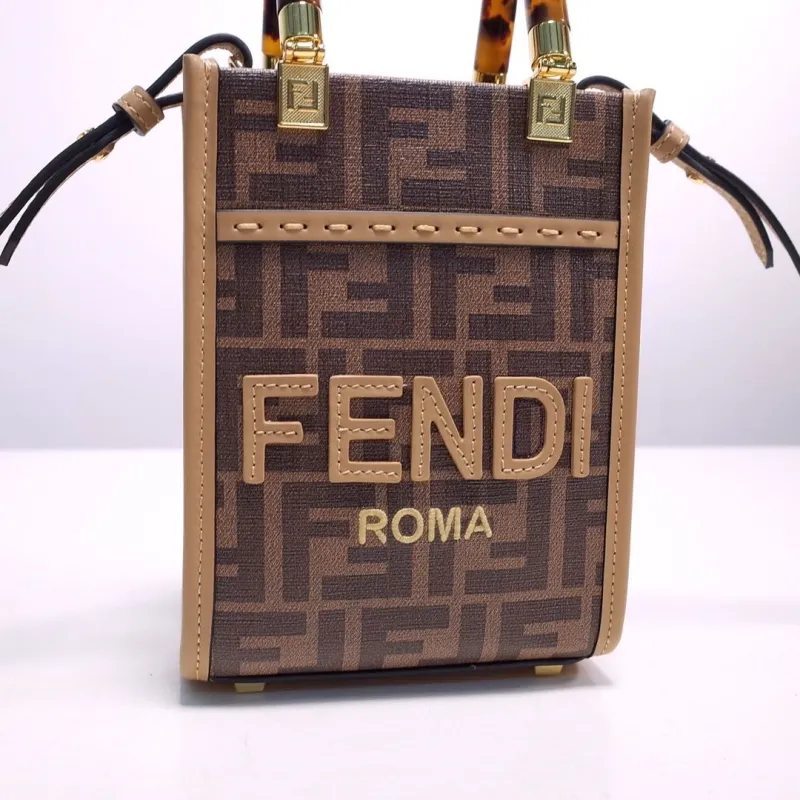 Fendi Roma Brown Mini Crossbody Tote Bag - Image 3