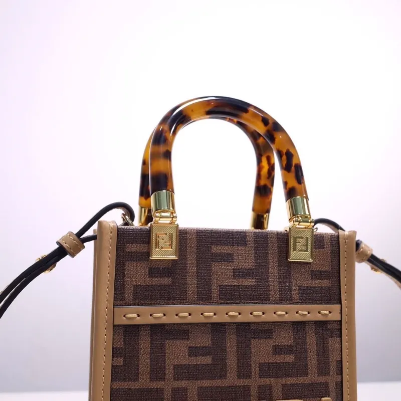 Fendi Roma Brown Mini Crossbody Tote Bag - Image 4