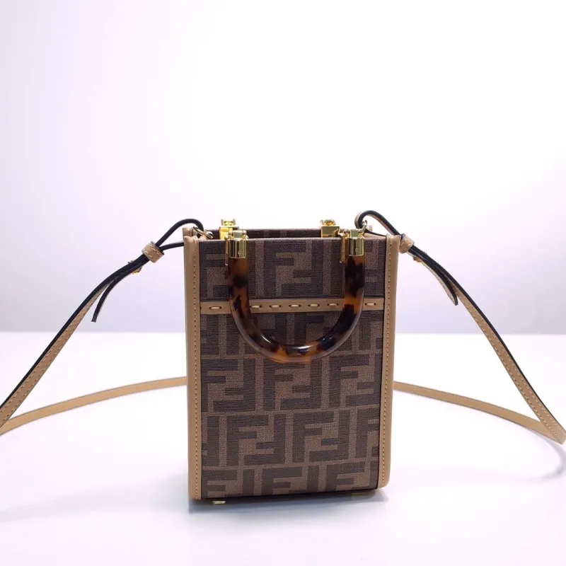 Fendi Roma Brown Mini Crossbody Tote Bag - Image 5