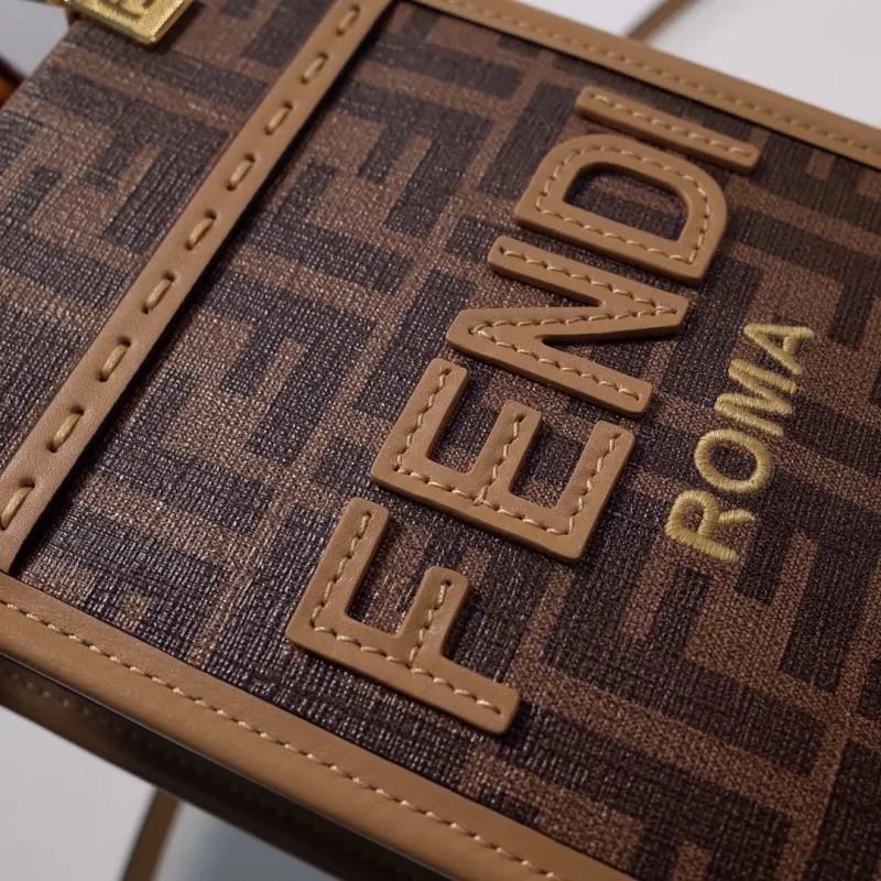 Fendi Roma Brown Mini Crossbody Tote Bag - Image 7