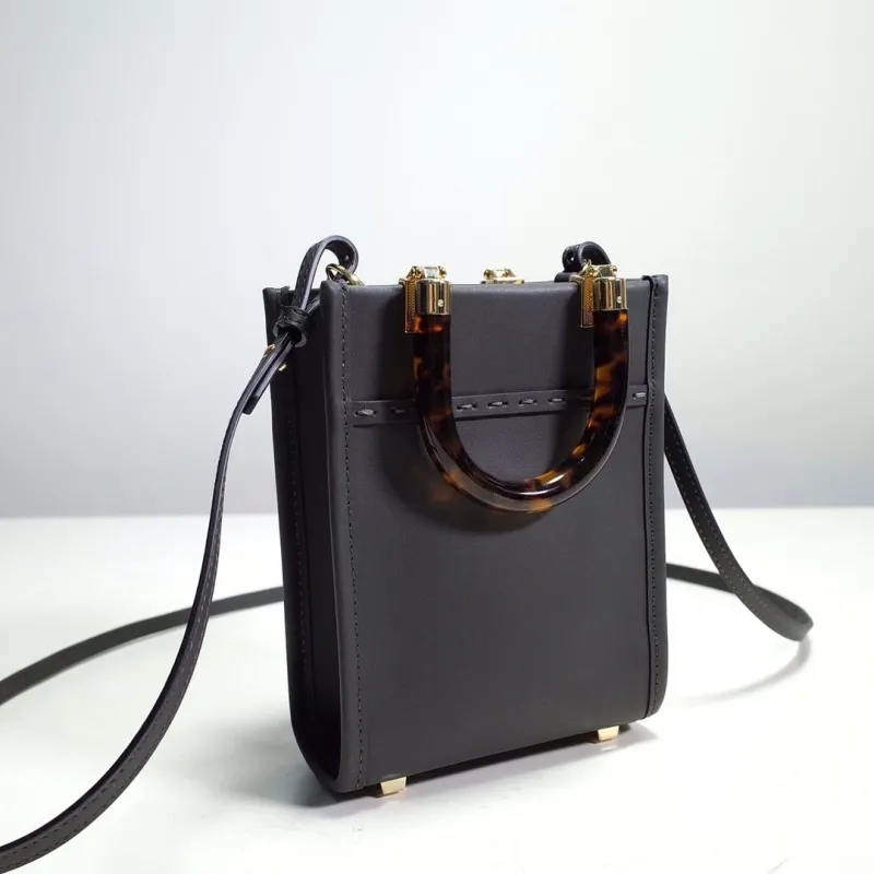 Fendi Roma Dark Gray Mini Top Handle Crossbody Bag 422 - Image 4