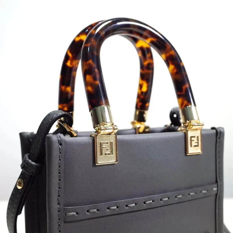 Fendi Roma Dark Gray Mini Top Handle Crossbody Bag 422 - Image 6