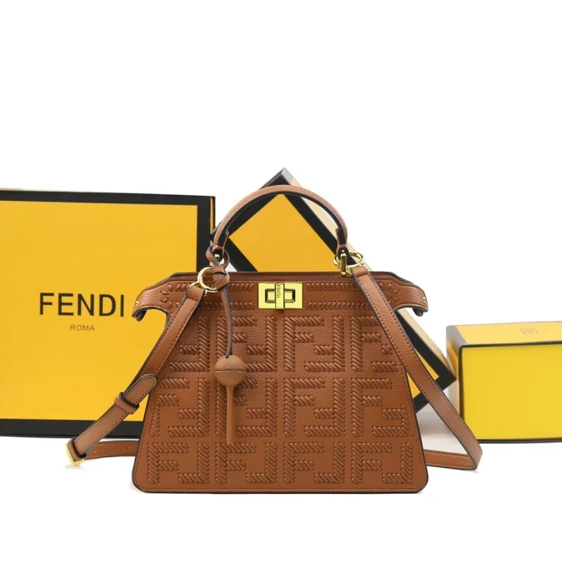 Fendi Brown Leather Top Handle Bag 480