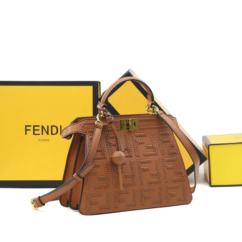 Alternative view of Fendi Brown Leather Top Handle Bag 480