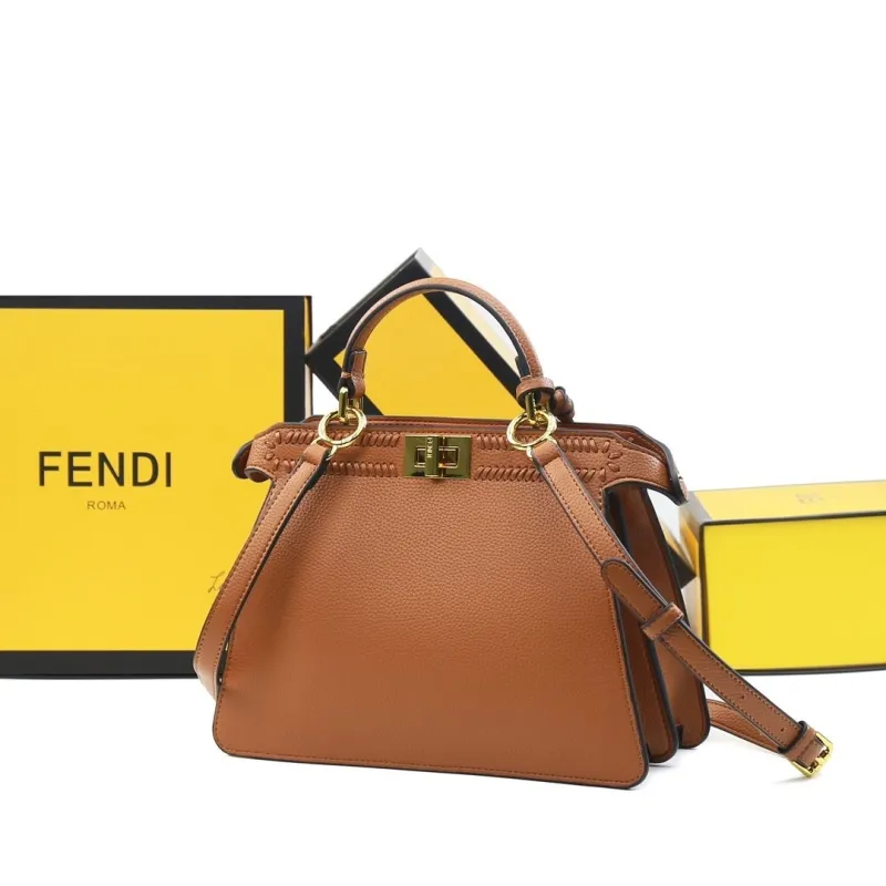 Fendi Brown Leather Top Handle Bag 480 - Image 3