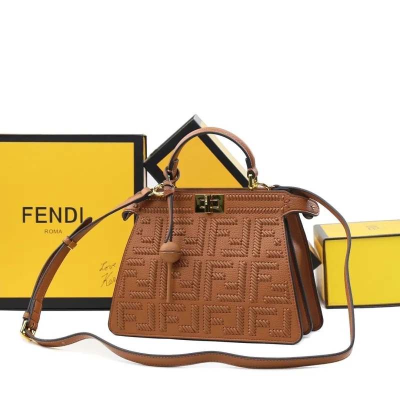 Fendi Brown Leather Top Handle Bag 480 - Image 5