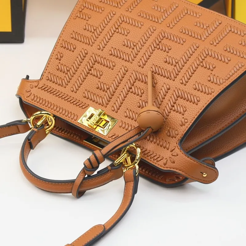 Fendi Brown Leather Top Handle Bag 480 - Image 7