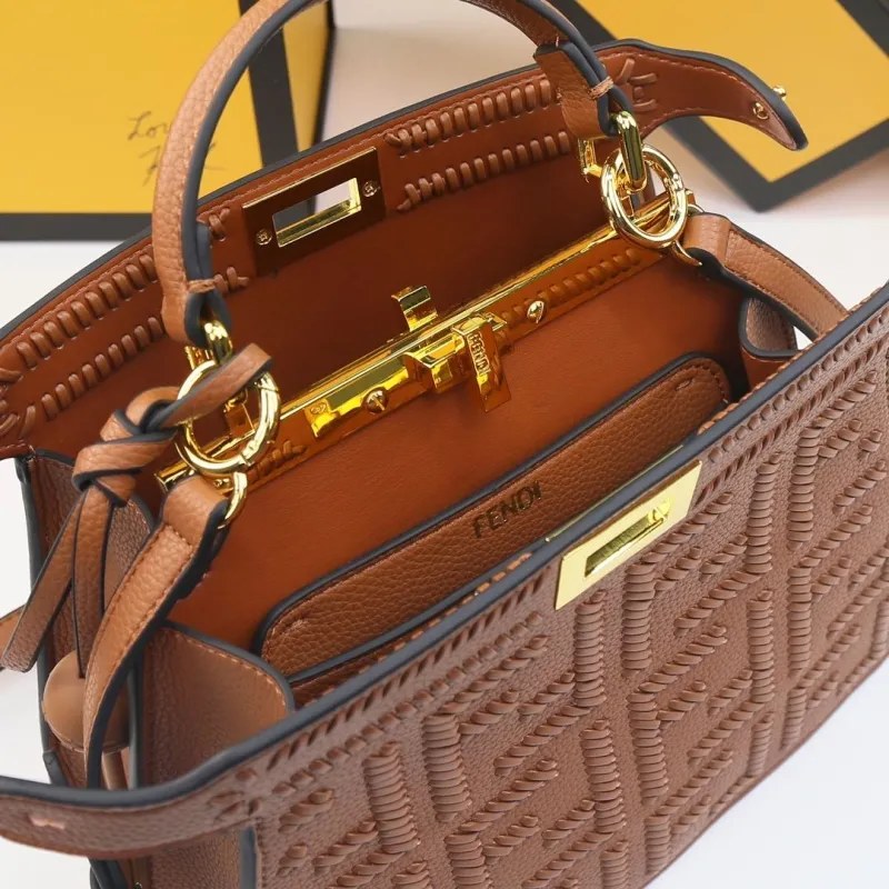 Fendi Brown Leather Top Handle Bag 480 - Image 8