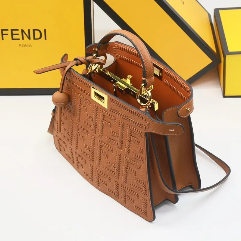 Fendi Brown Leather Top Handle Bag 480 - Image 9