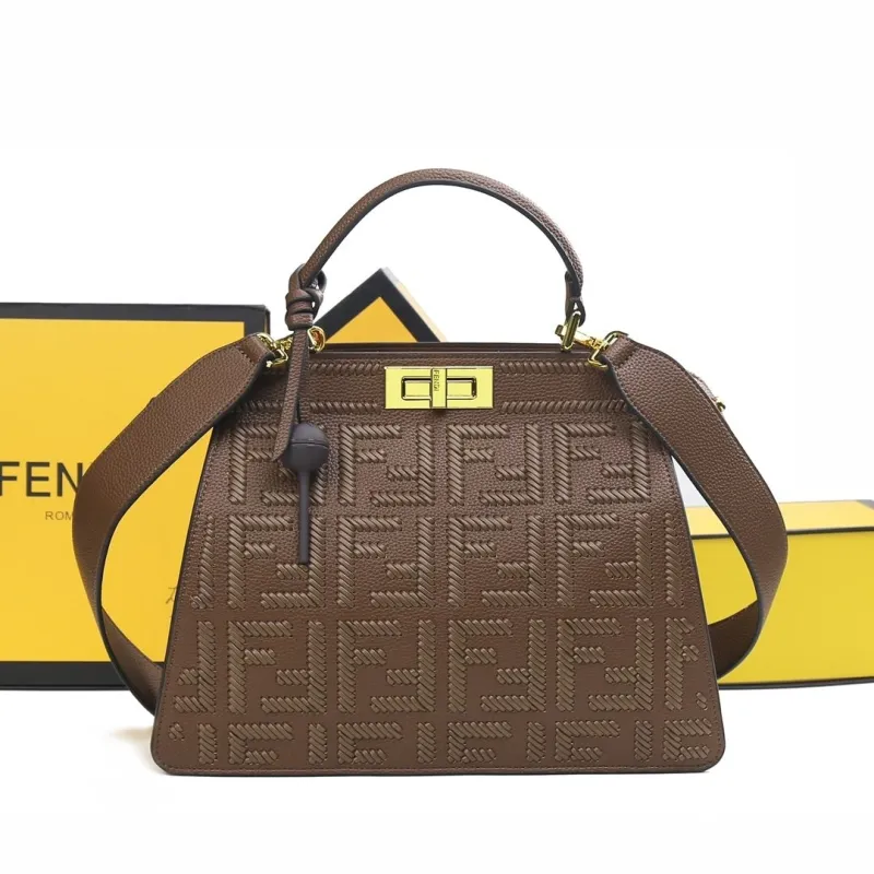 Fendi Brown Top Handle Leather Shoulder Bag