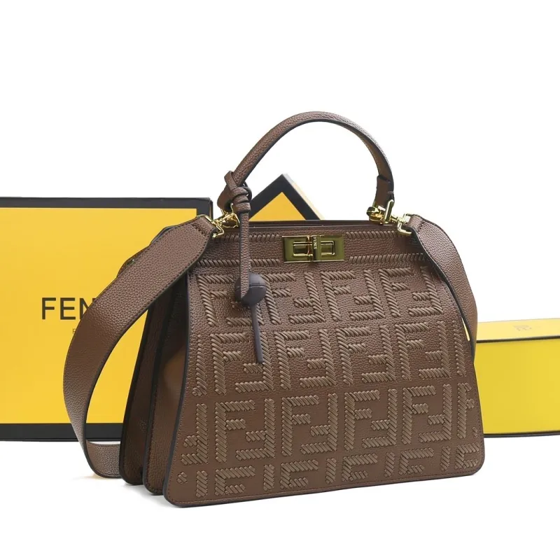 Alternative view of Fendi Brown Top Handle Leather Shoulder Bag