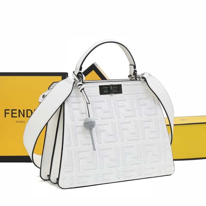 Alternative view of Fendi White Top Handle Leather Bag