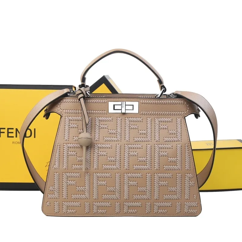 Fendi Beige Leather Top Handle Bag