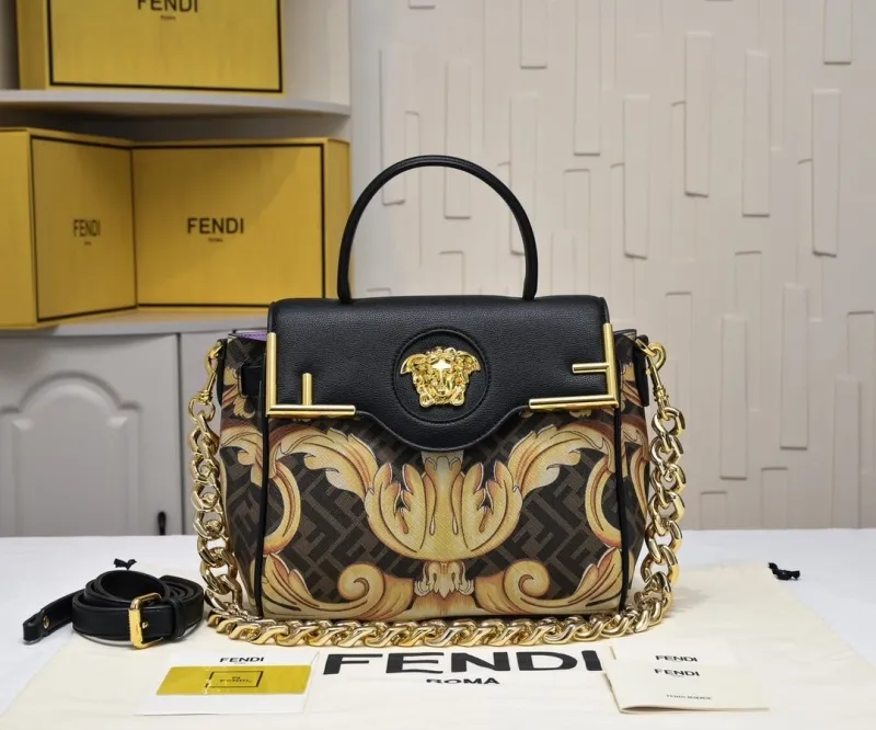 Fendi Baroque Print Top Handle Crossbody Bag