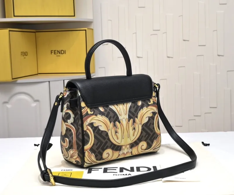 Fendi Baroque Print Top Handle Crossbody Bag - Image 3