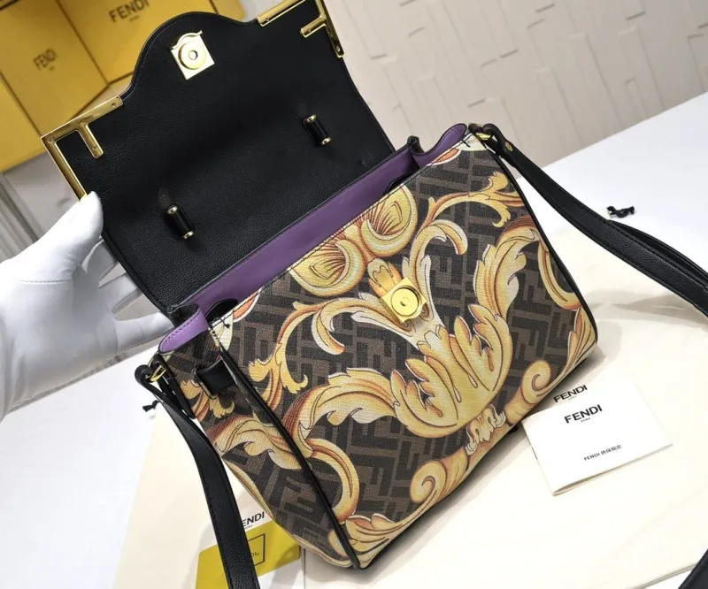 Fendi Baroque Print Top Handle Crossbody Bag - Image 6