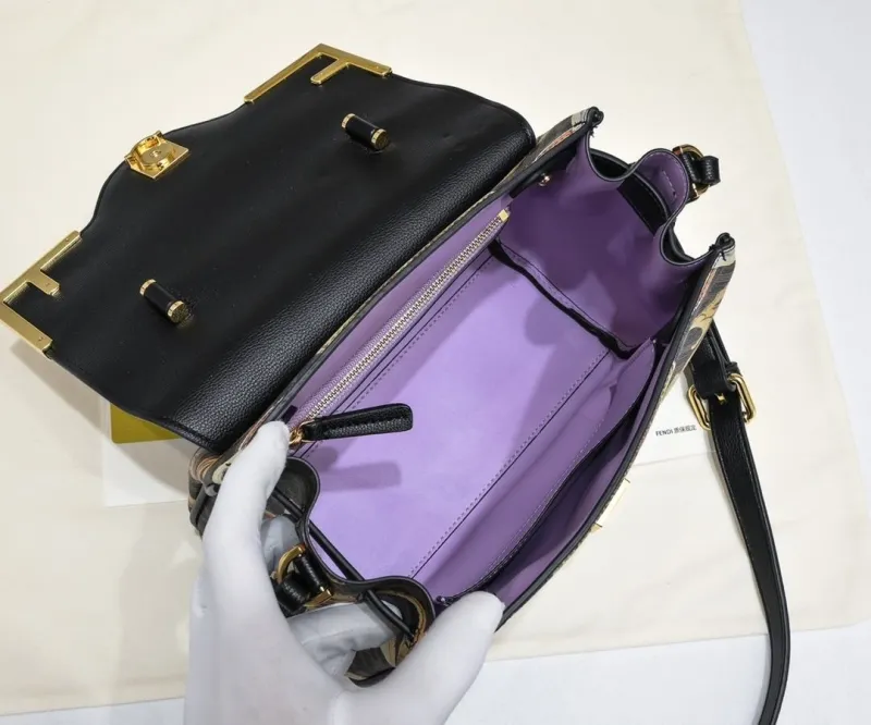 Fendi Baroque Print Top Handle Crossbody Bag - Image 9